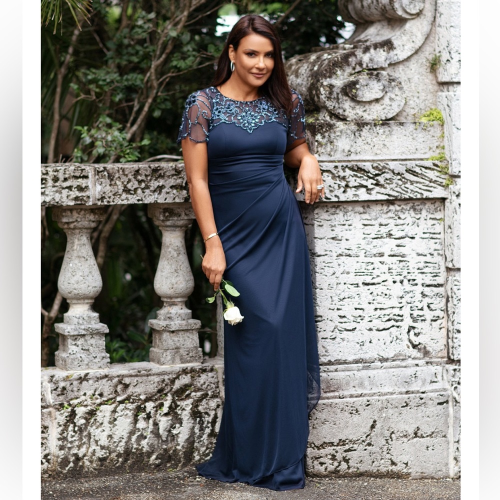 X scape navy dress/gown with beading